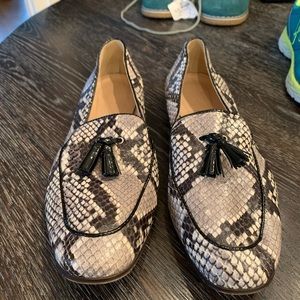 J. Crew Charlie Tassel Snakeskin Loafer 8.5